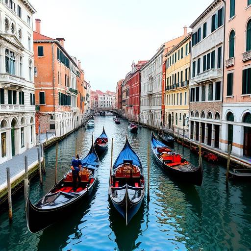 Canali di Venezia con gondole