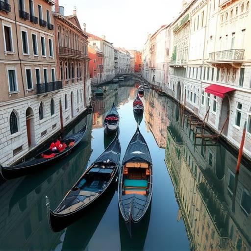 Canali di Venezia con gondole e architettura storica riflessa nell'acqua