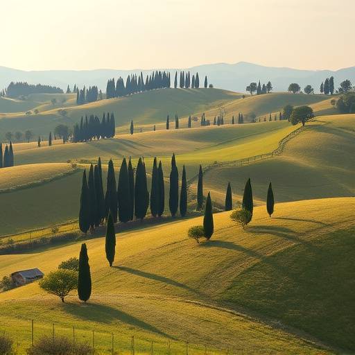 Paesaggio collinare della Toscana con cipressi
