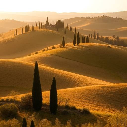 Paesaggio collinare toscano con cipressi