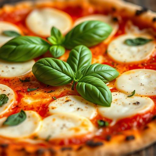 Pizza Margherita napoletana appena sfornata con basilico fresco