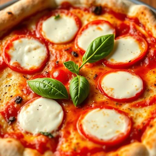 Una pizza napoletana fumante, con pomodoro, mozzarella e basilico fresco