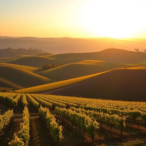 Veduta delle colline del Piemonte con vigneti