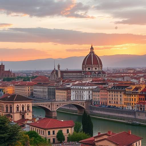 Veduta panoramica di Firenze con il Duomo e il Ponte Vecchio